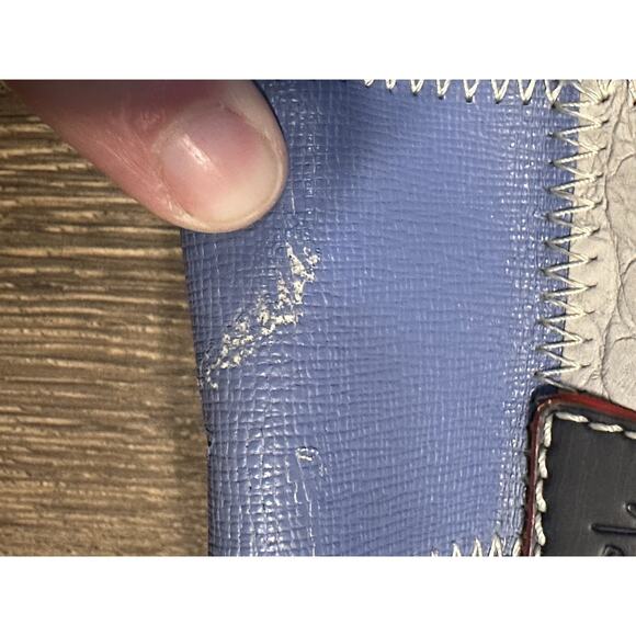 Pierotucci Fortunata Made In Italy Blue Leather Patchwork Tote Bag Purse - Picture 3 of 16